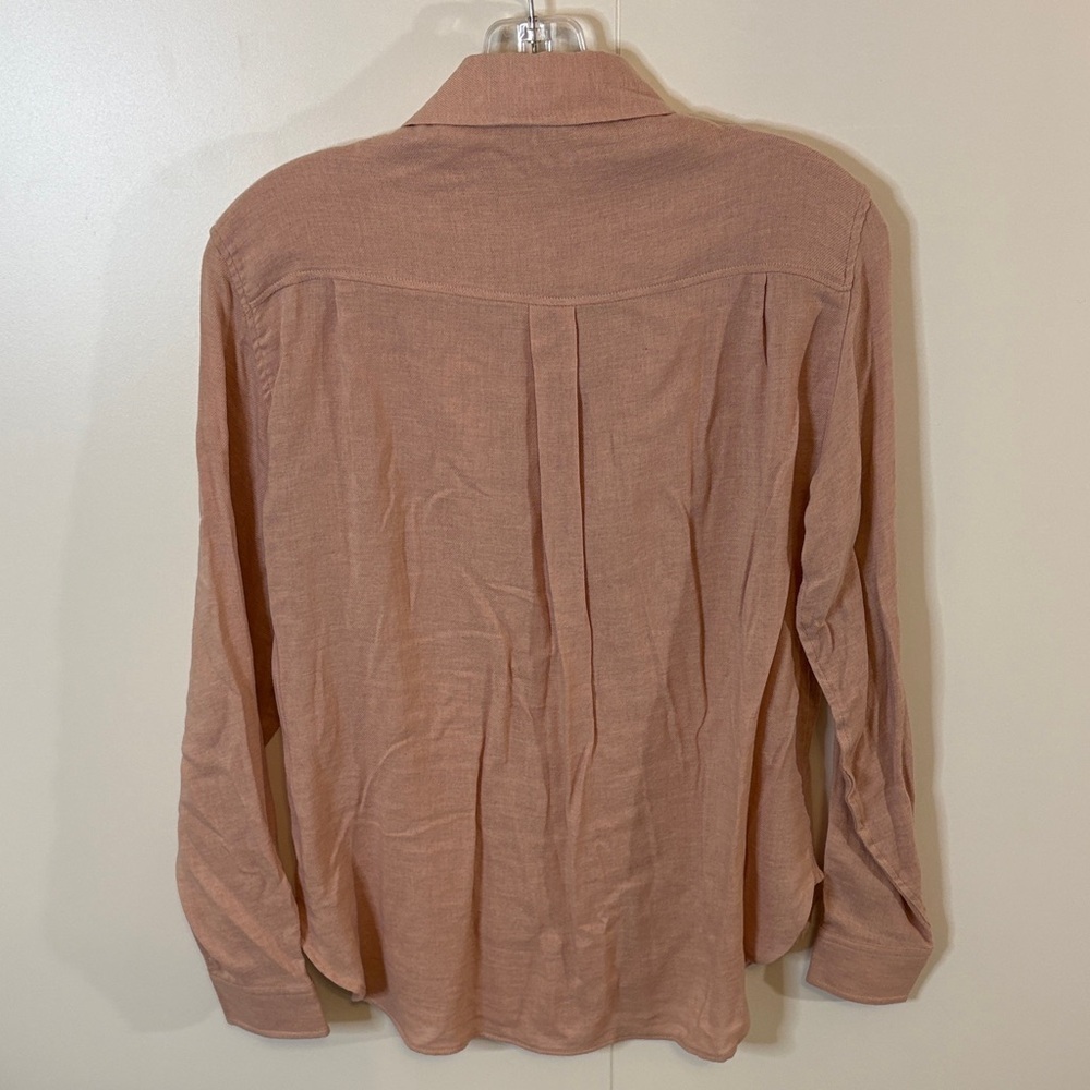 Reiss Blush Pink Linen Utility Shirt Button Front, Epaulettes size 6 - Picture 3 of 5